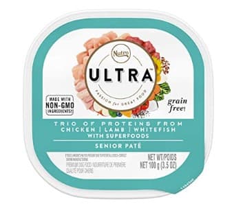 NUTRO ULTRA: Senior Grain Free Soft Wet Dog Food, Trio of Proteins Chicken, Lamb & Whitefish Paté with Superfoods