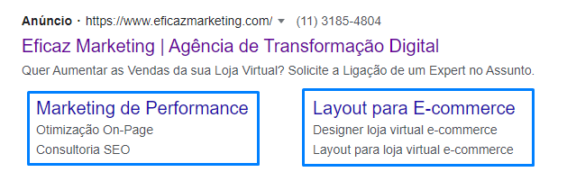 extensão de sitelinks - google ads