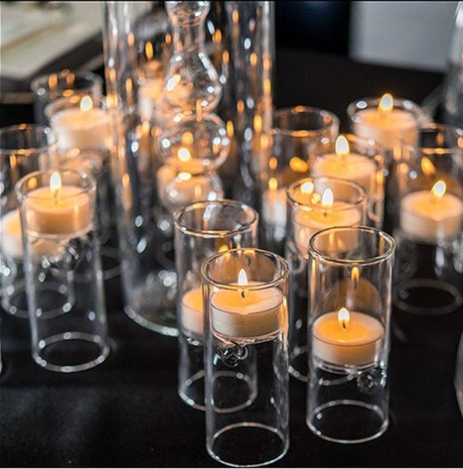 glass tea light holders for wedding table arrangements