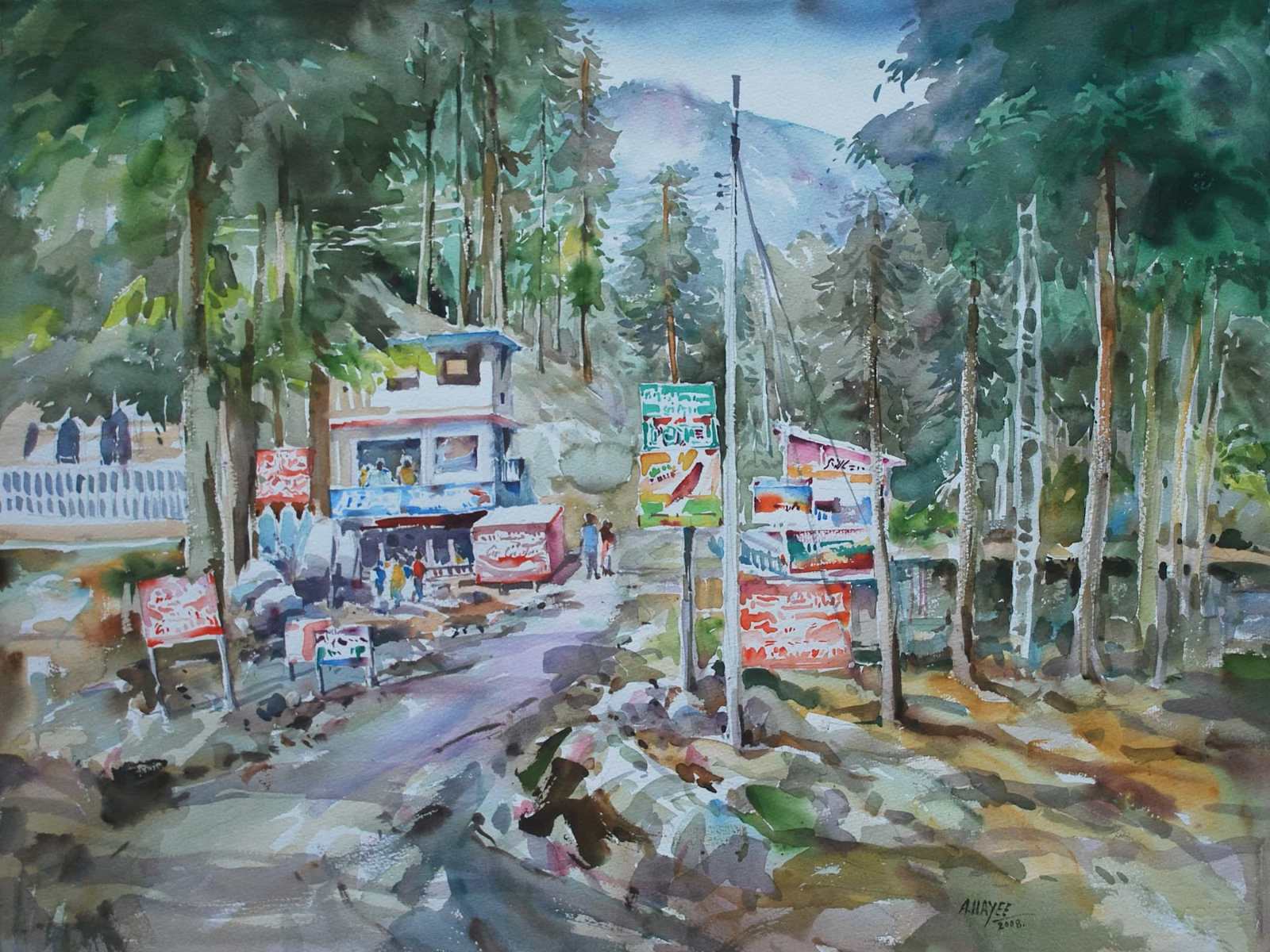 Abdul Hayee water colour painting Pakistan 