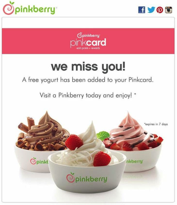 Pinkberry email example