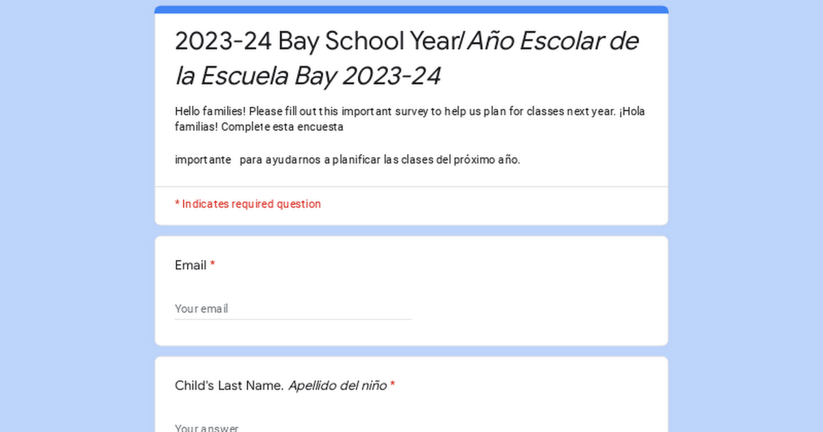 2023-24 Bay School Year/Año Escolar de la Escuela Bay 2023-24