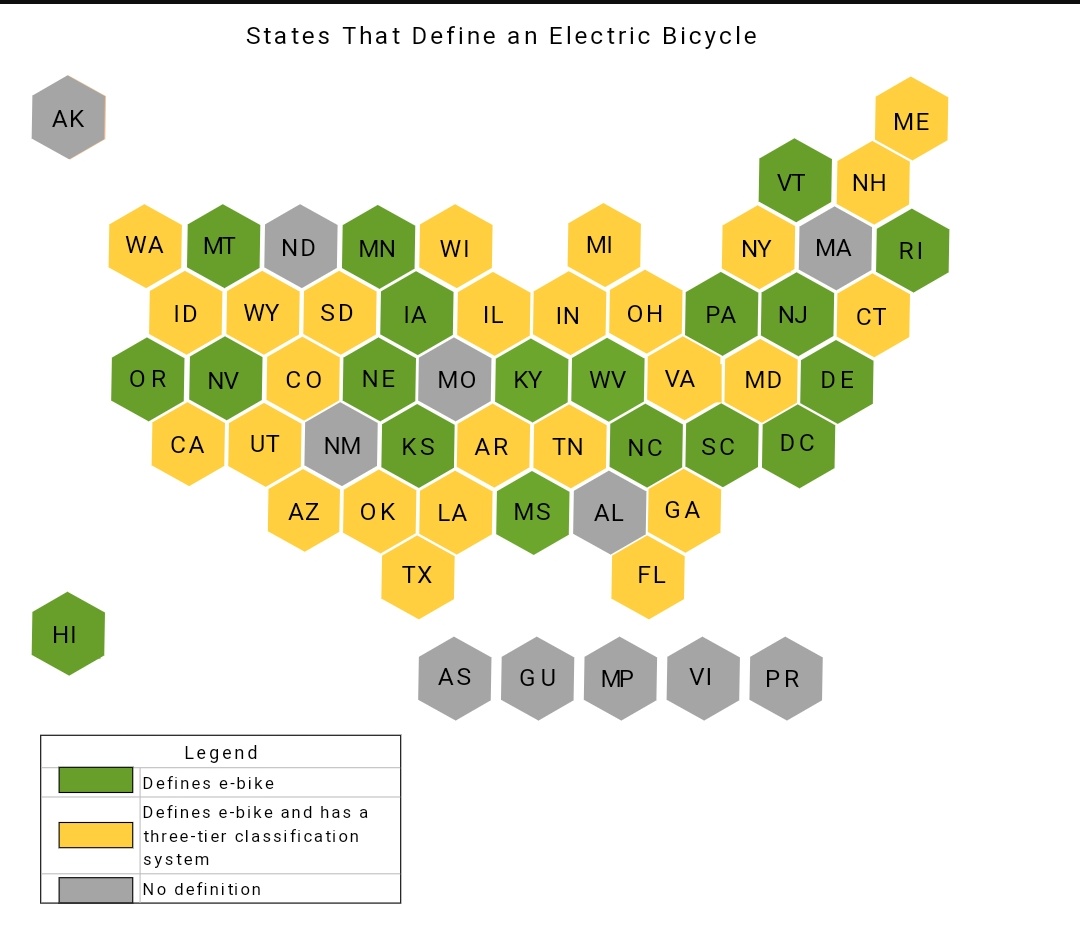 US States by electric bike definition