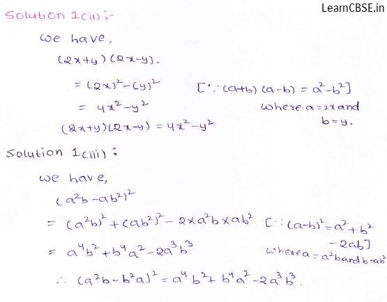 RD Sharma class 9 maths Solutions chapter 4 Algebraic Identities Exercise 4.1 Question 1 (ii) (iii)