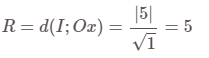 Khoảng cơ hội kể từ I cho tới Ox - ghi chép phương trình đàng tròn trặn (C)