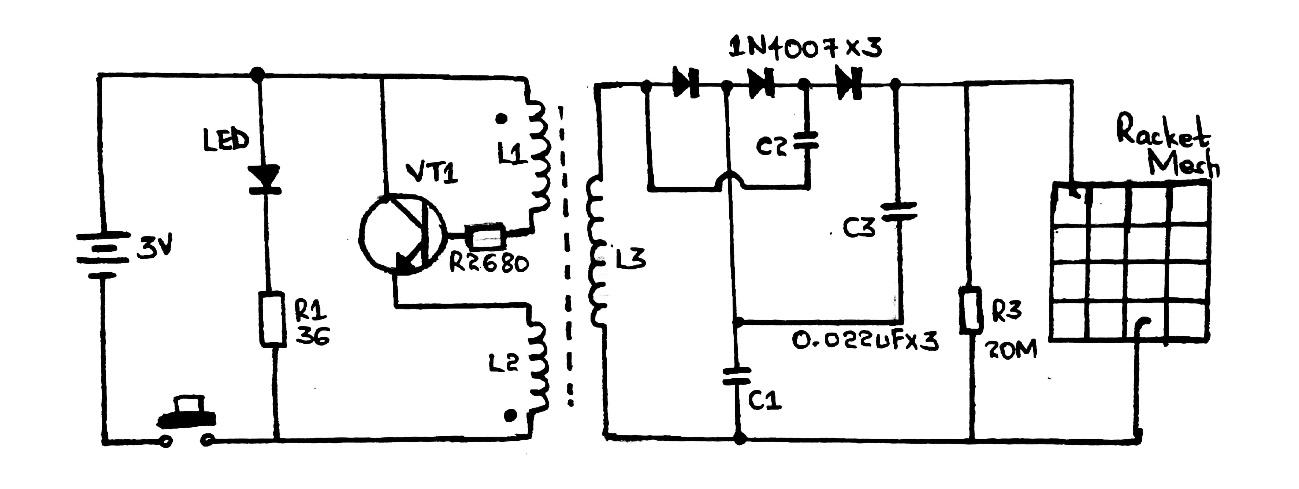 Circuit diagram of a mosquito zapper