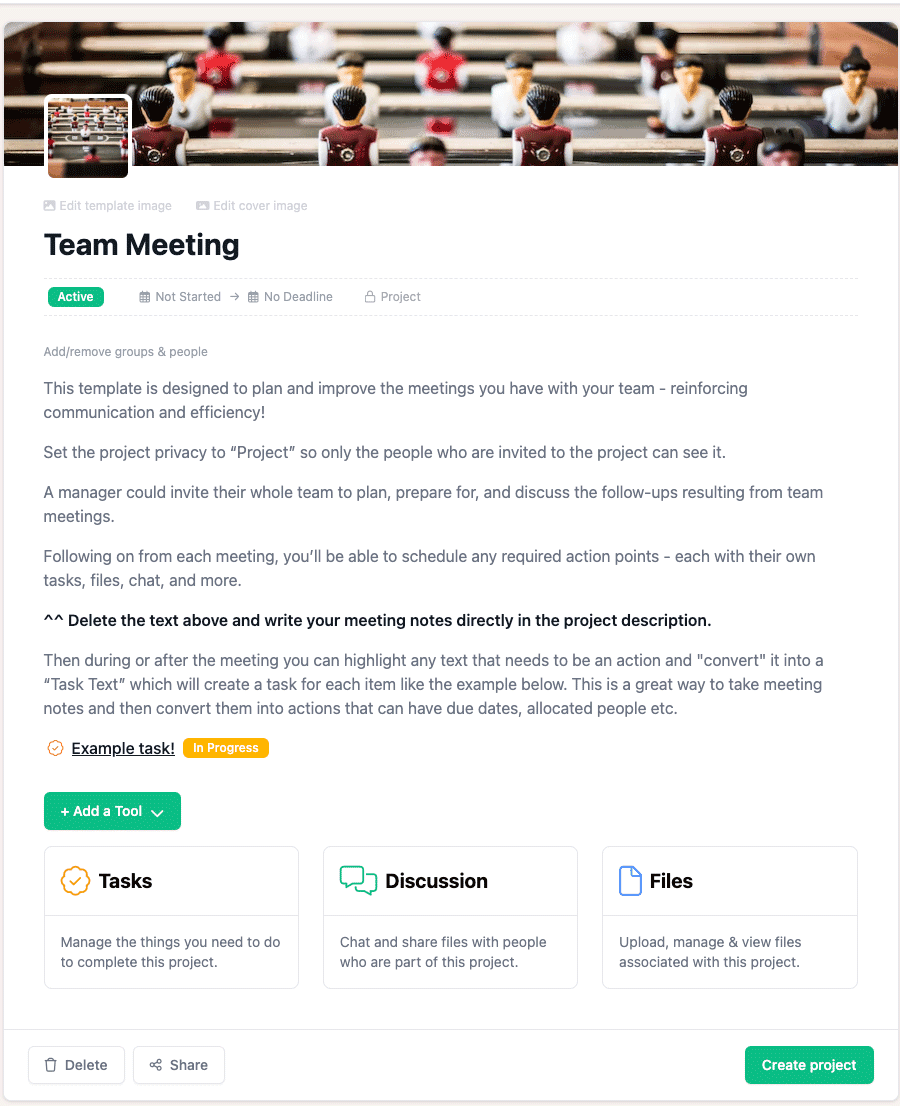Team meeting project template - Project.co