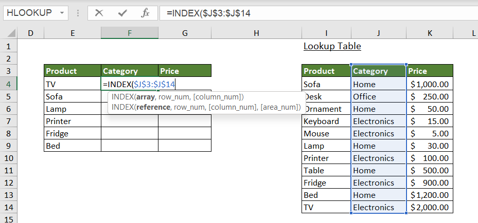 Use the INDEX MATCH combo to search for look-up values in the top-down direction, but return values from columns to both the left & right of the look-up value