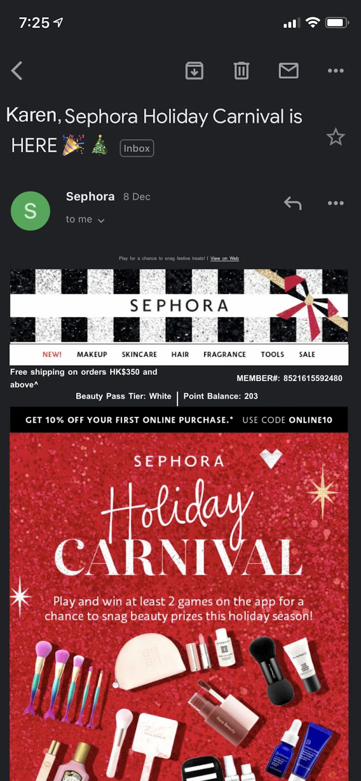 Sephora Marketing Email