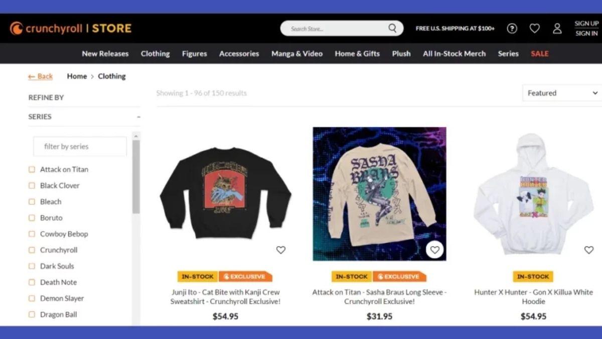 Crunchyroll store has authentic anime apparels