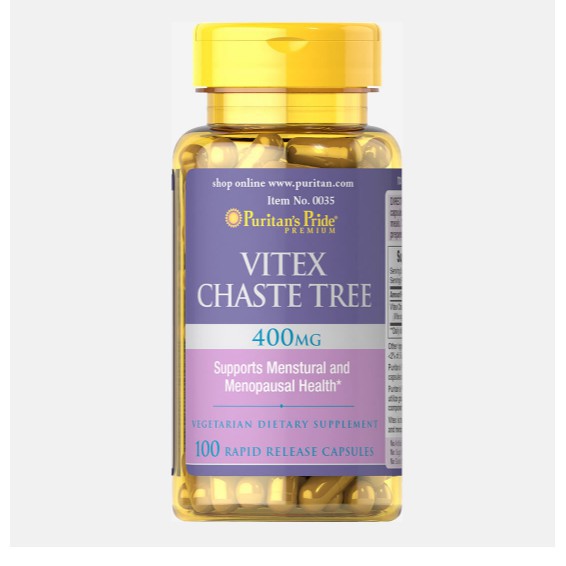 1. อาหารเสริมแก้ปวดท้องประจำเดือน Puritan's Pride  Vitex Chaste Tree 400 mg