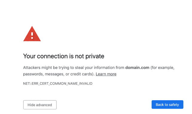 connection is not private error