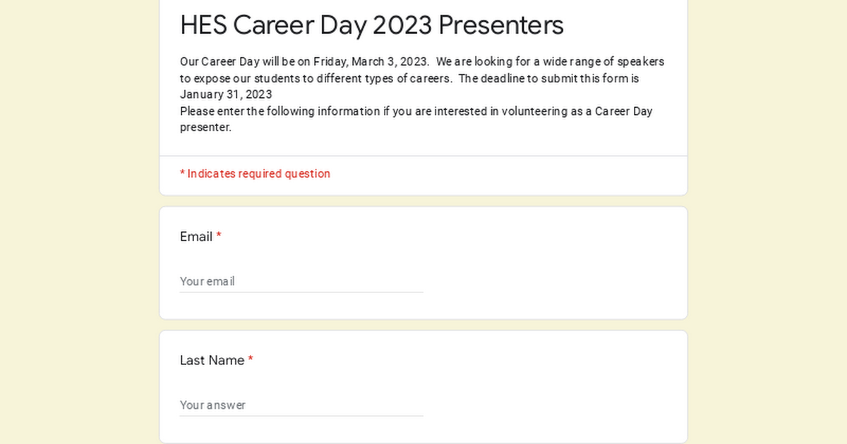HES Career Day 2023 Presenters