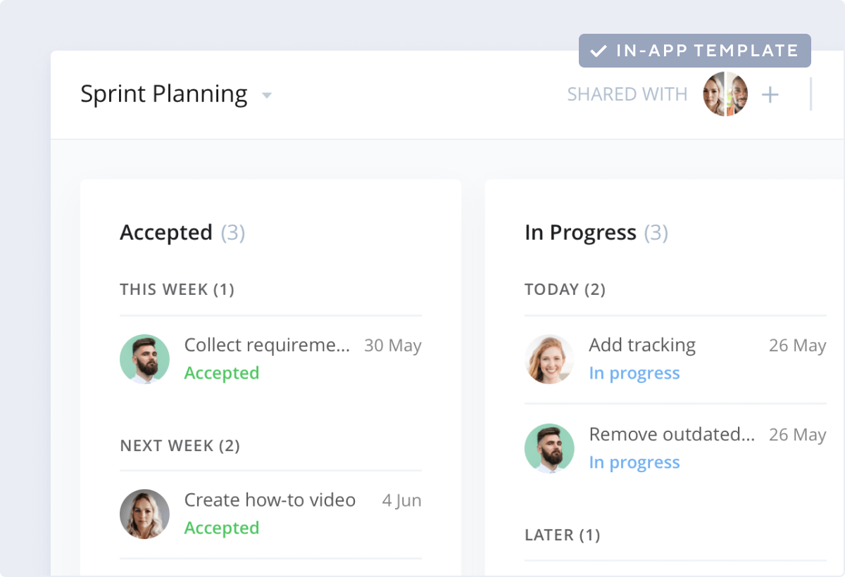 Sprint planning template by Wrike