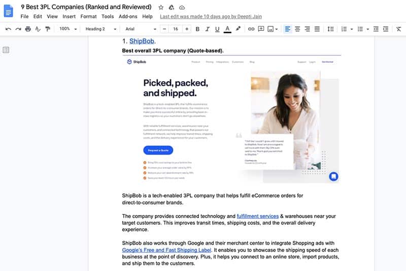 Google Docs Blog Post Example