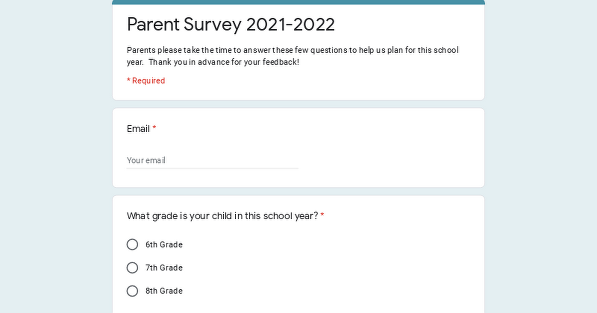 Parent Survey 2021-2022