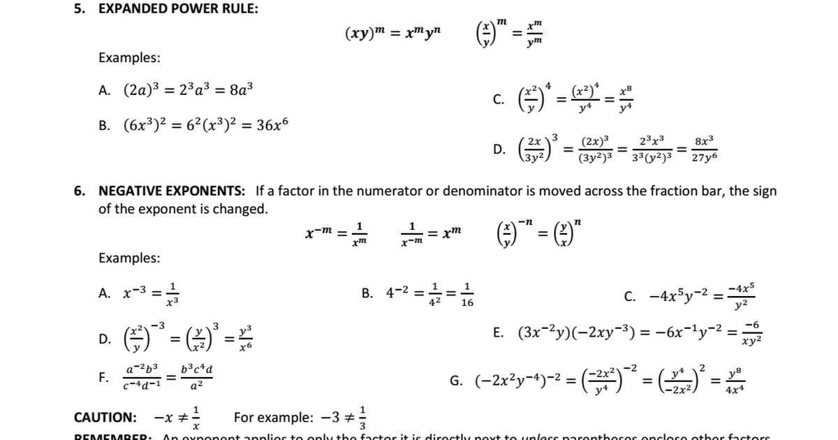 Exponent Rules Practice Worksheet Pdf Google Drive