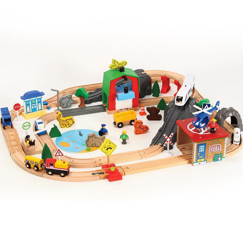 79PCS Wooden Railway Train Track Suit Montessori Fishing Scene Slot Car  Parking Airport Garage Circuit Voiture Toys for Children|Diecasts & Toy  Vehicles| - AliExpress
