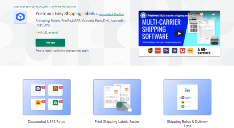 Postmen Easy Shipping Labels Shopify App