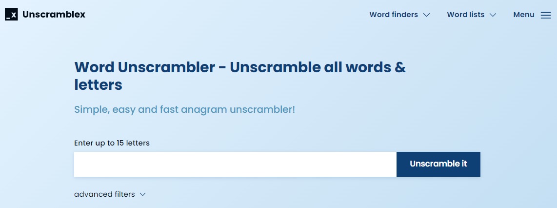 Unscramblex's word finder