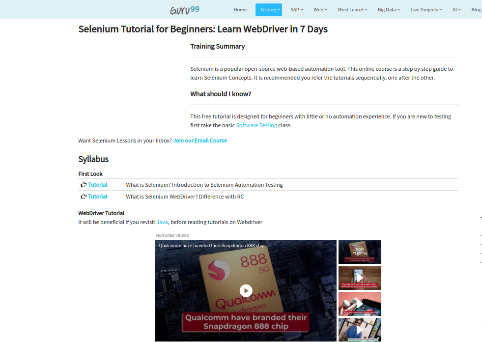 Selenium Tutorial for beginners by Guru99