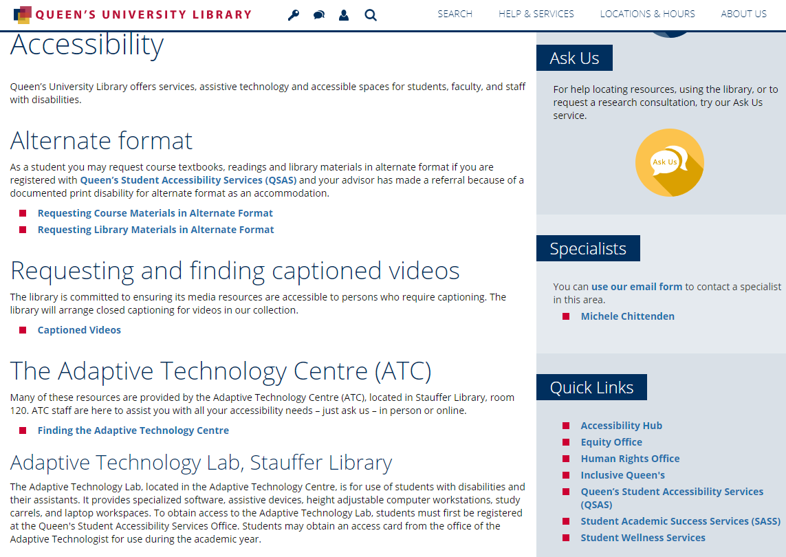 Queen's University Library Accessibility