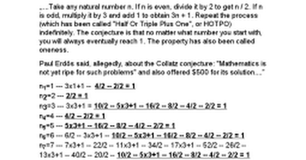 One possible Proof of Collatz's Conjecture (complete) - Google Docs
