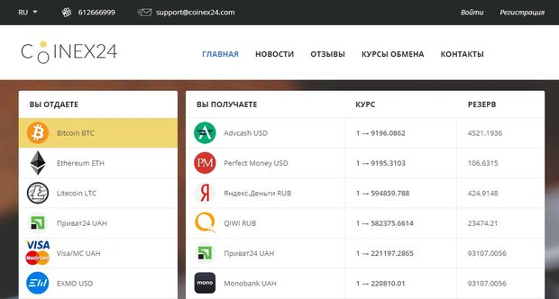 Coinex24: обзор обменника с прозрачными условиями работы, отзывы пользователей