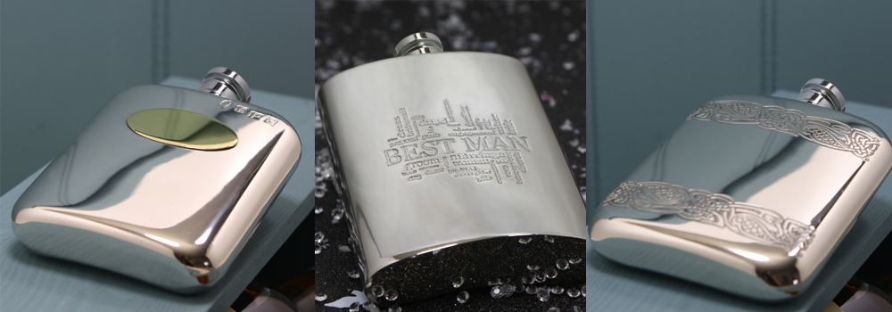 Stunning pewter hip flasks which can be personalised, sold by The Sign Maker.