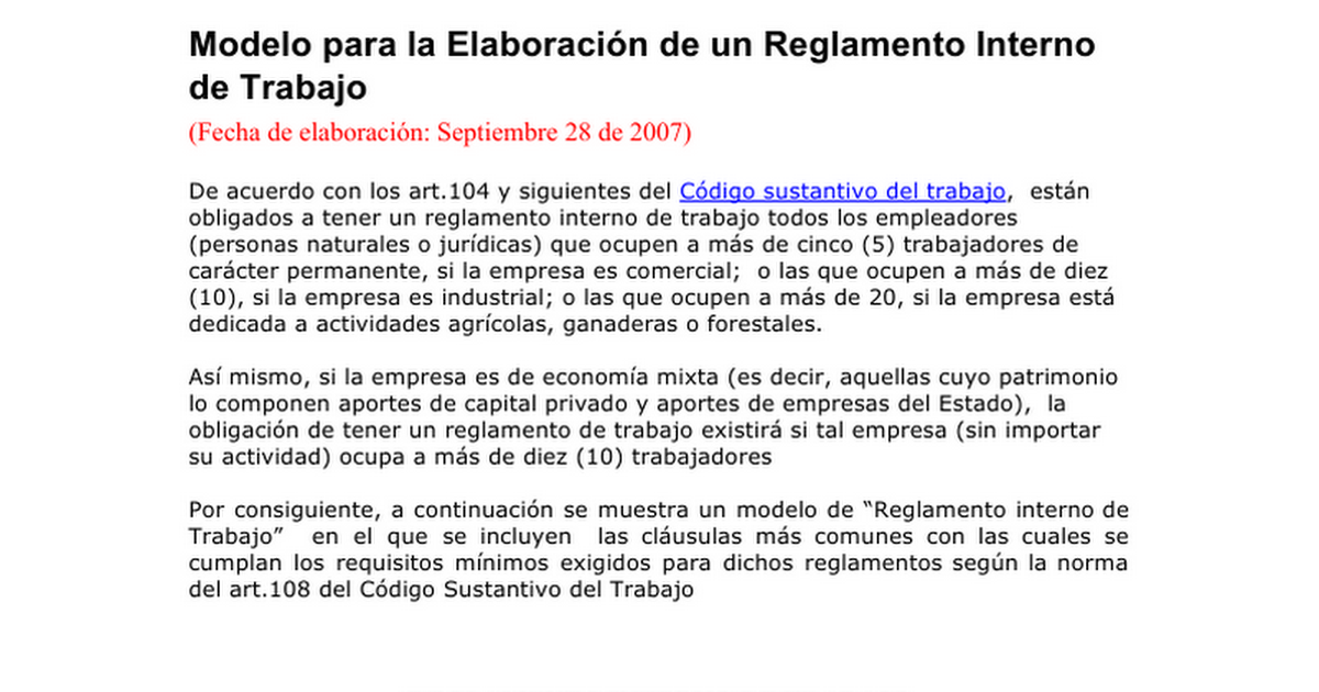 MODELO DE REGLAMENTO INTERNO DE TRABAJO.doc - Google Docs