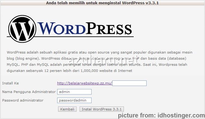 cara install wordpress di hosting