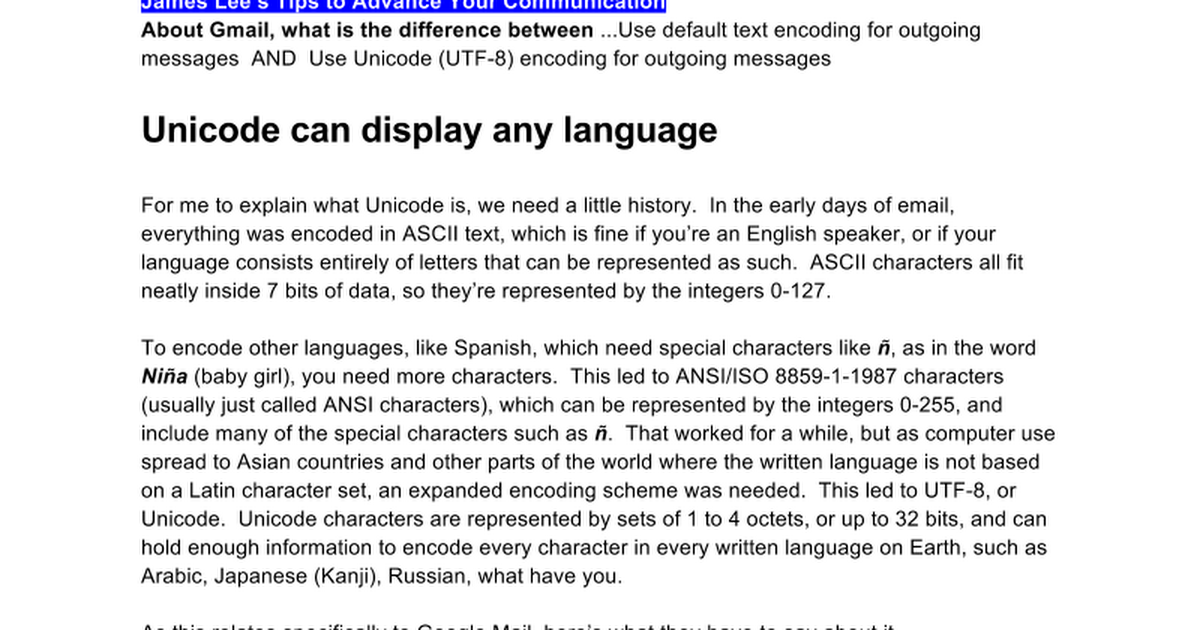 About Gmail What Is The Difference Between Use Default Text Encoding For Outgoing Messages 5787