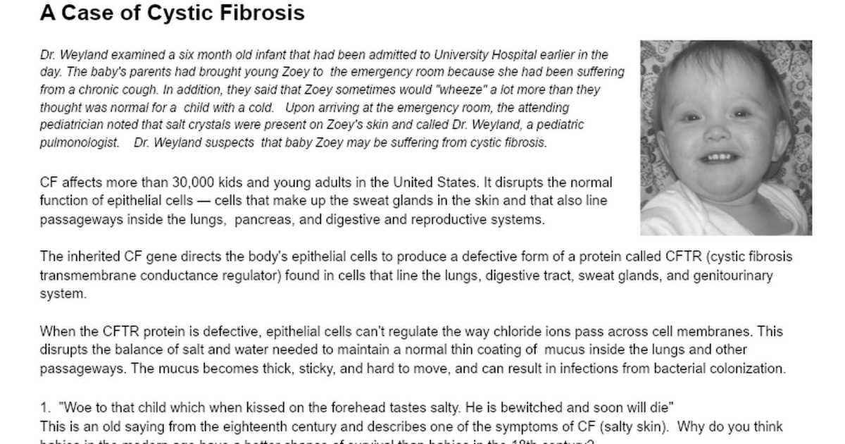 cystic fibrosis case study example