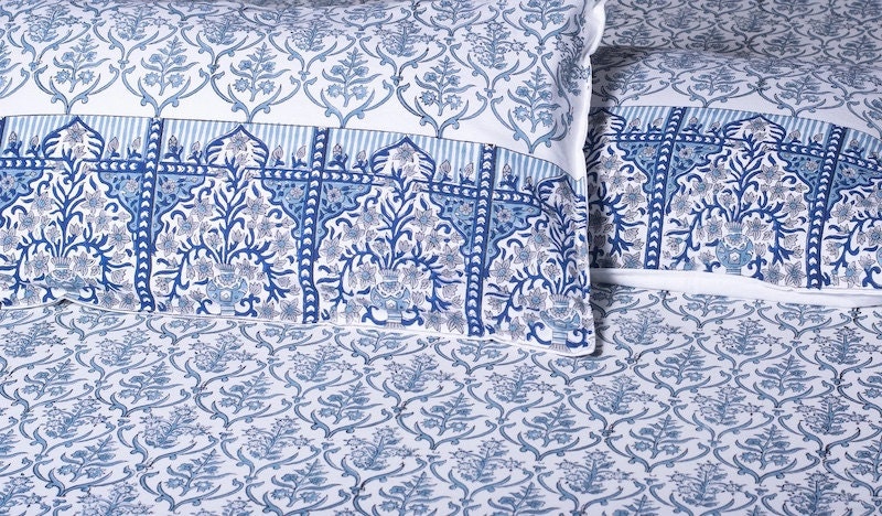 Blue bedsheet set from Etsy seller LaKalaStore