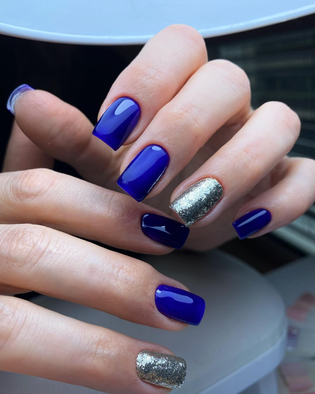 Glossy Blue Nails