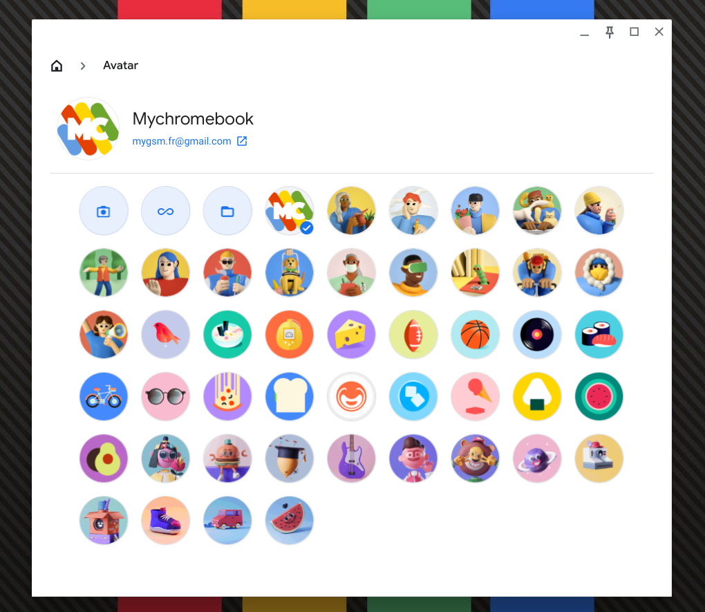 Un gif animé comme image de profil pour ChromeOS