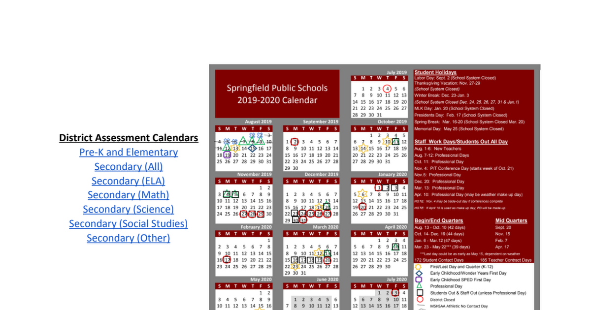 FY20 District Assessment Calendar 