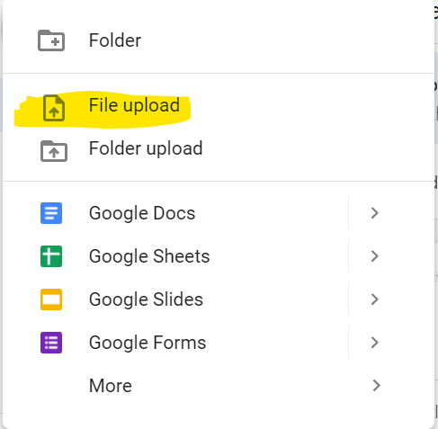 Graphical user of Google drive File and Folder upload.