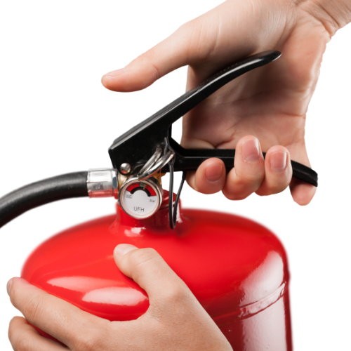 Squeezing fire extinguisher 