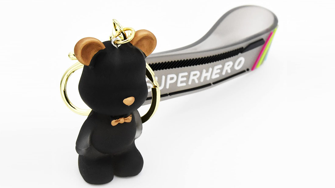Factory sale black bears silicone rubber keyrings branded giveaway items