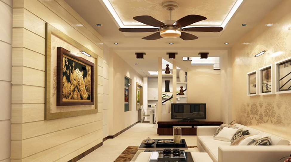 Lựa chọn quạt cho phòng khách là quạt trần giúp tăng tính hiện đại và sang trọng cho phòng khách gia đình bạn