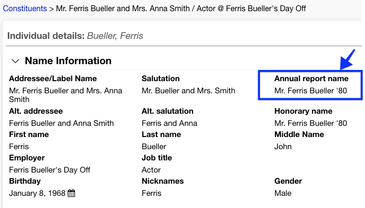 annual report name field in lgl