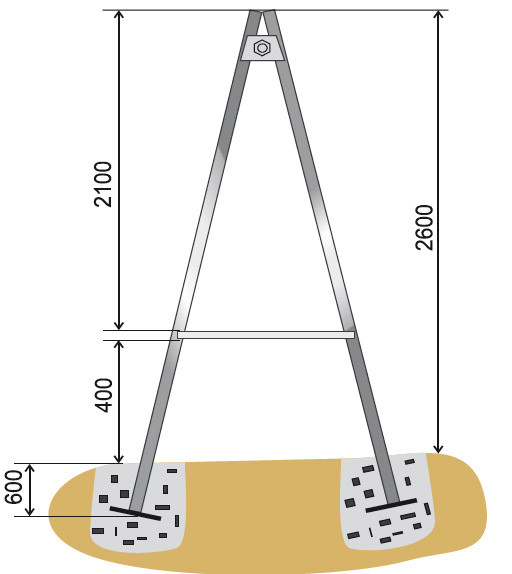 Концы стоек нужно вкопать как минимум на 50-60 см