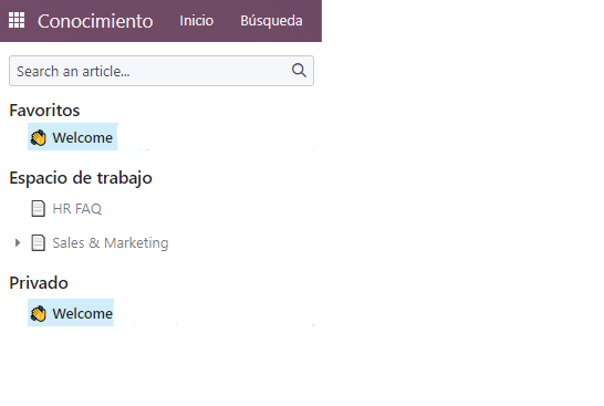 Odoo Knowledge management