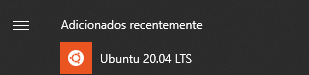 Ubuntu 20.04 na lista de aplicativos no Windows