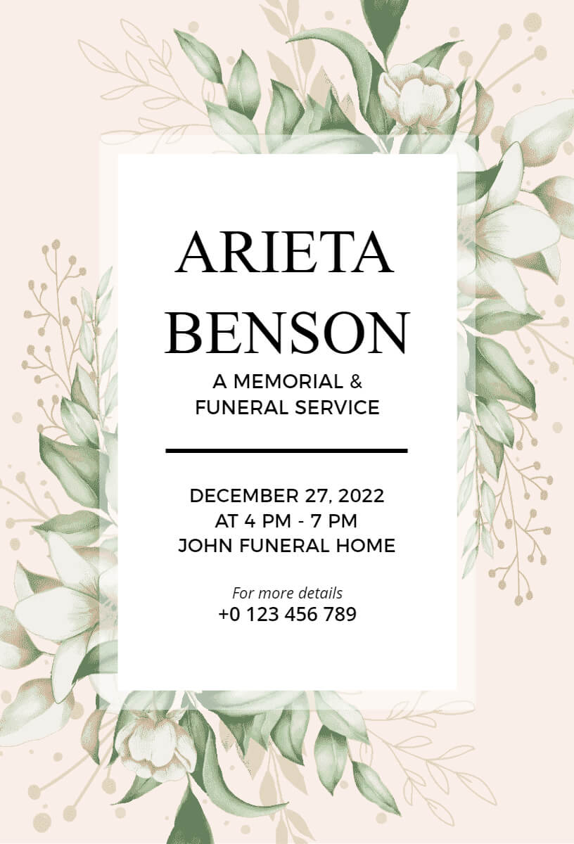 Elegant Funeral Invitation Template Sample