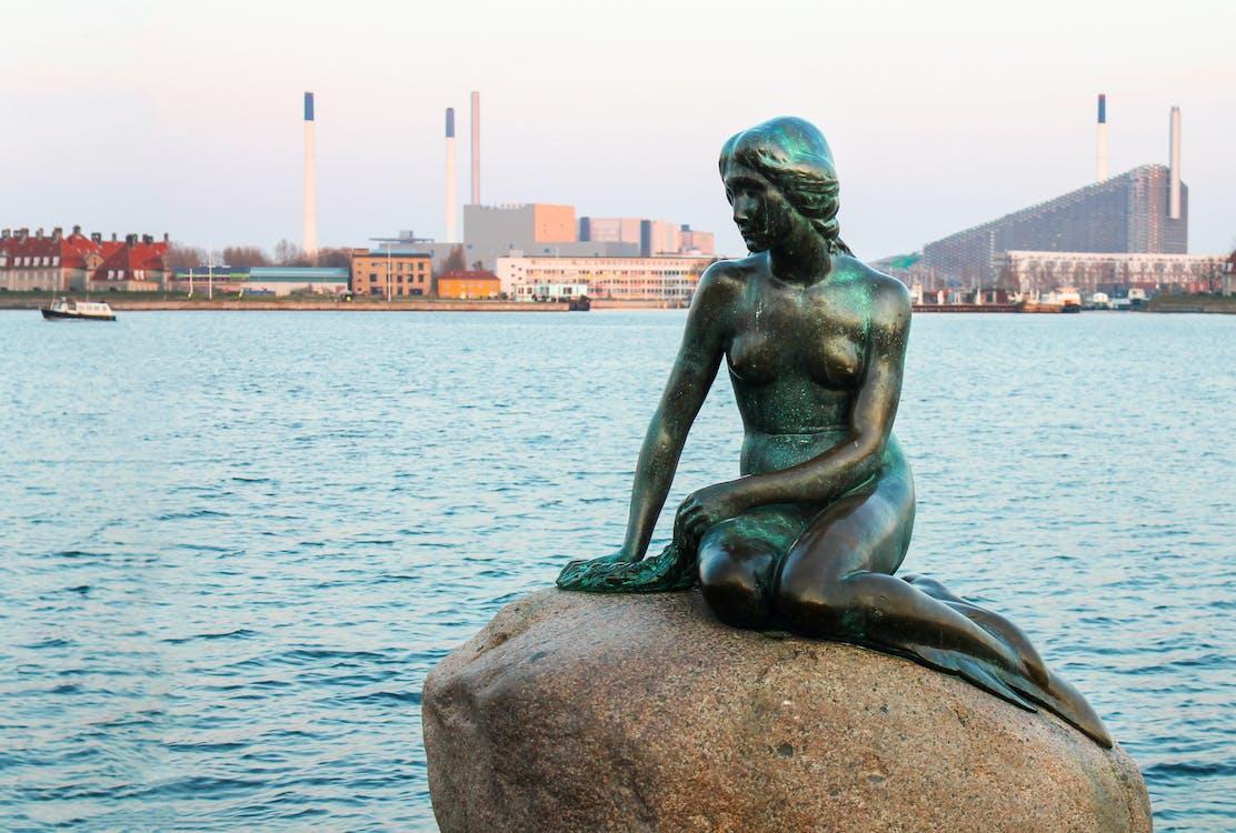 Free The Statue of the Little Mermaid on a Rock in Copenhagen, Denmark Stock Photo