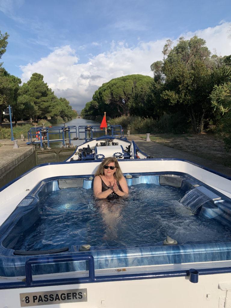 In the hot tub of the Anjodi Hotel Barge Cruise