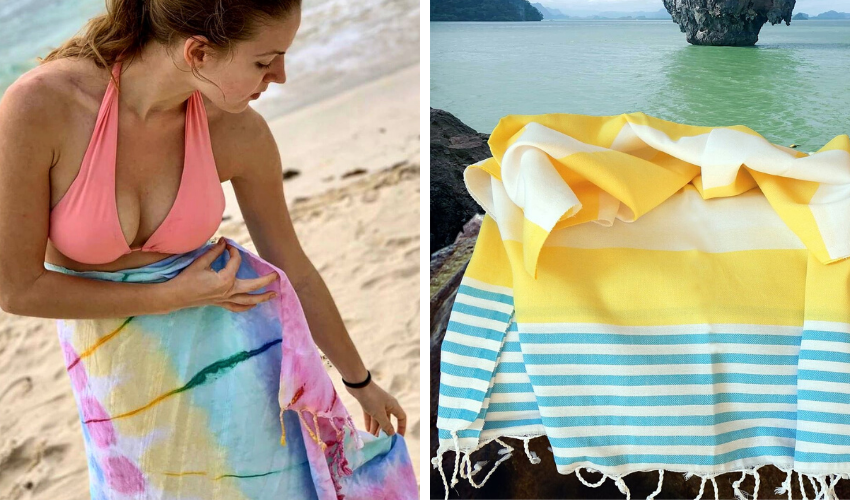 Colorful eco-friendly Turkish towels for the beach