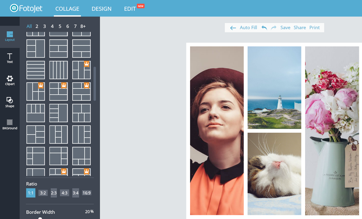 An all-in-one free online tool for photo editing, graphic design and photo collages